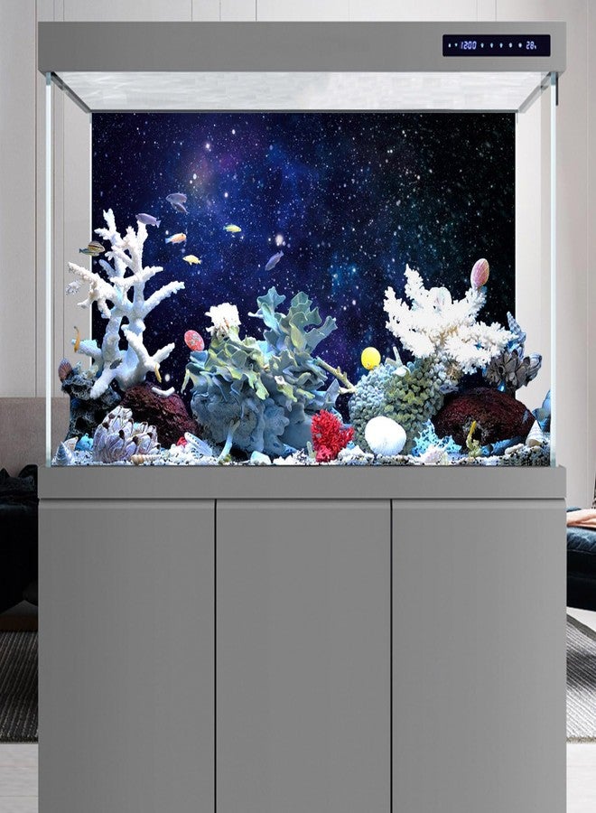 AWERT 48x18 inches Galaxy Aquarium Background Blue Starry Sky Universe Space Fish Tank Background Nebula Stars Terrarium Background - Image 5